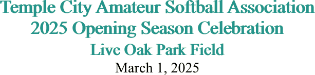 Temple City Amateur Softball Association 2025